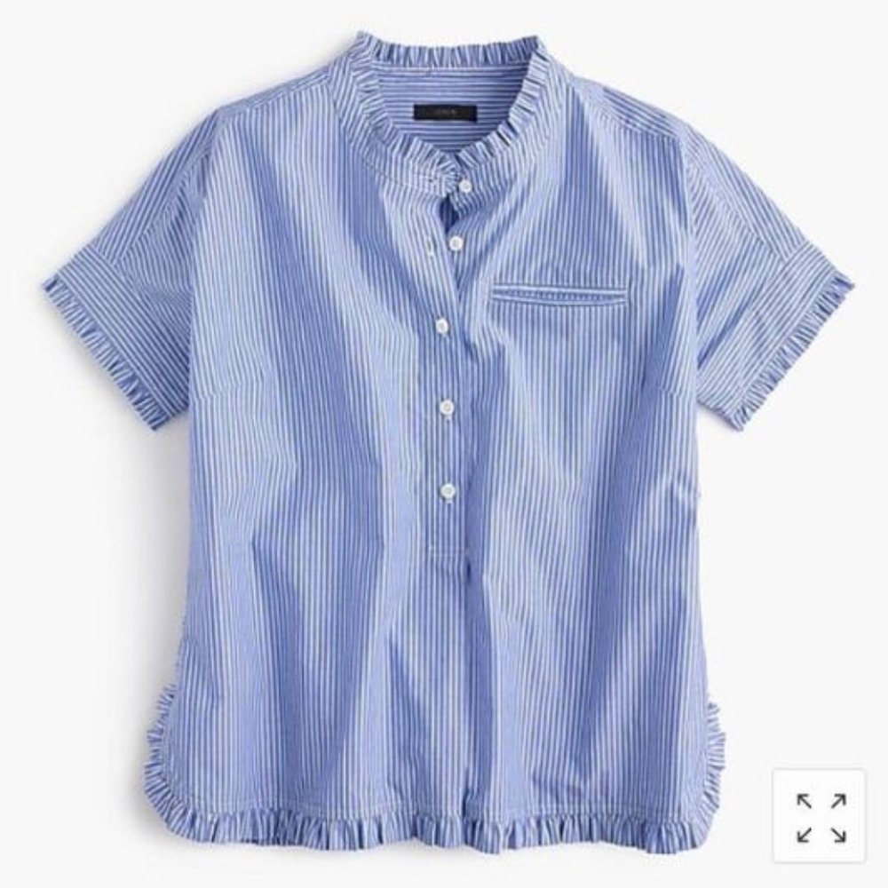 J.Crew Ruffle Trim Popover Short Sleeve Shirt